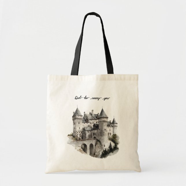 Bolso De Tela Castillo Búho Te Verá (Frente)