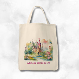 Bolso De Tela Castillo de niños personalizado con dos libros de