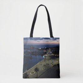 Bolso De Tela Castillo de Paphos y puerto por la noche, Chipre