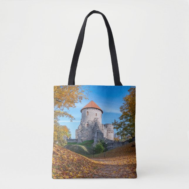 Bolso De Tela Castillo medieval rodeado de bosques (Anverso)