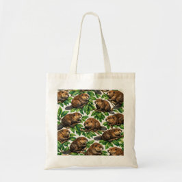 Bolso De Tela Castores del bosque y ramas frondosas botánicos
