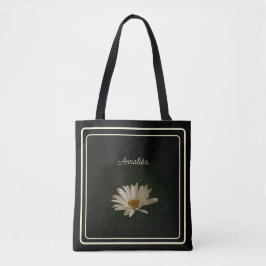 Bolso De Tela Casual Daisy Flower Personalizado Negro
