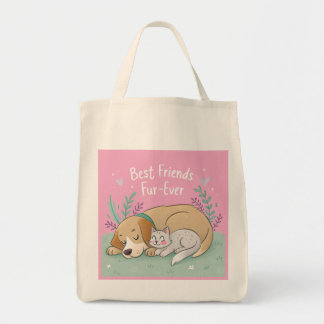 Bolso De Tela Cat and dog best friends forever