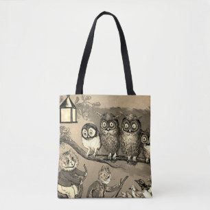 Bolso De Tela Cat and Owl, Louis Wain