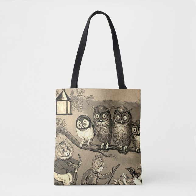 Bolso De Tela Cat and Owl, Louis Wain (Anverso)