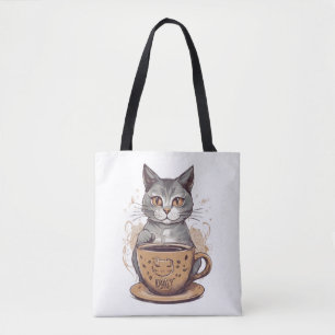 Bolso De Tela Cat Coffee