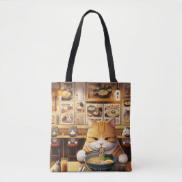 Bolso De Tela Cat Eating Ramen v1