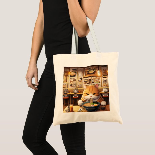 Bolso De Tela Cat Eating Ramen v1 (Anverso (producto))