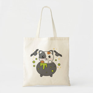 Bolso De Tela Cat Happy Halloween Cauldron Bat Tote Bag
