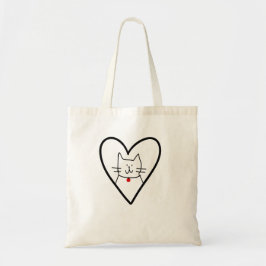 Bolso De Tela Cat in Heart Doodle 