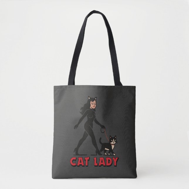 Bolso De Tela Cat Lady - Tuxedo Cats Lover - Comic Art Graphic (Anverso)