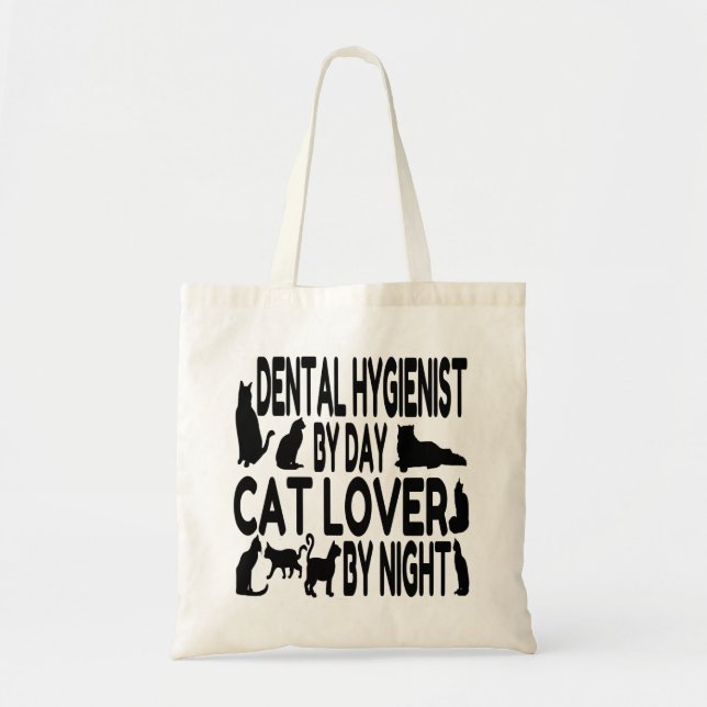 Bolso De Tela Cat Lover Higienista Dental (Frente)