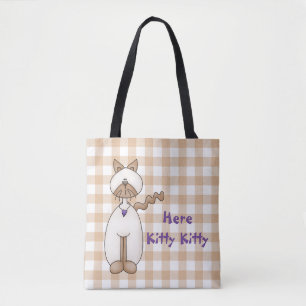 Bolso De Tela Cat Lovers Gingham Tote Bag