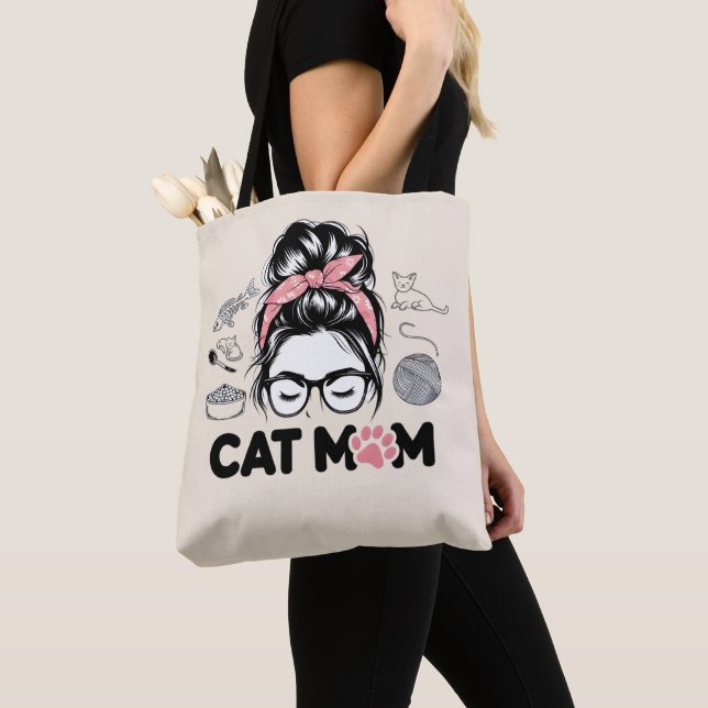 Bolso De Tela "Cat Mom" Funny Cute Cat Lover Women (Detalle)