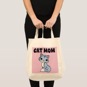 BOLSO DE TELA CAT MOM PINK TOTE HANDBAG PURSE