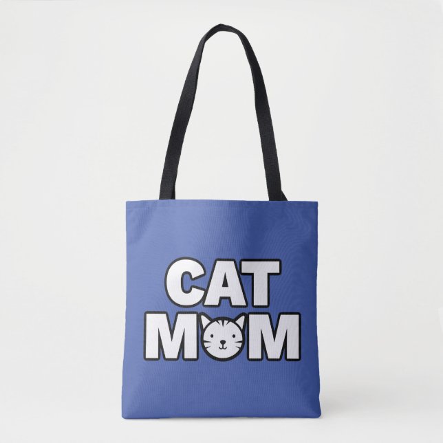 Bolso De Tela CAT MOM Tote Bag (azul) (Anverso)