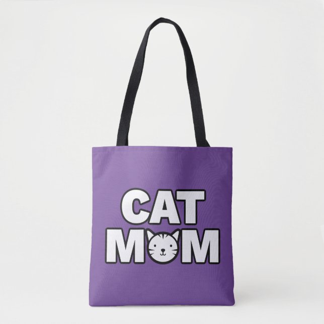 Bolso De Tela CAT MOM Tote Bag (Púrpura) (Anverso)