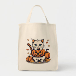 Bolso De Tela Cat y Jack-o'-Lantern