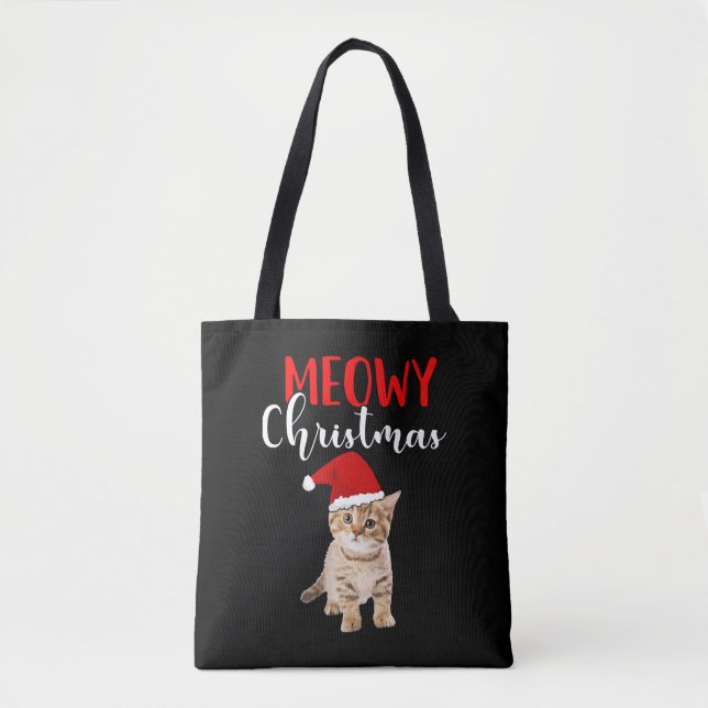 Bolso De Tela Catástrofes navideñas Cat Lover Merry (Anverso)