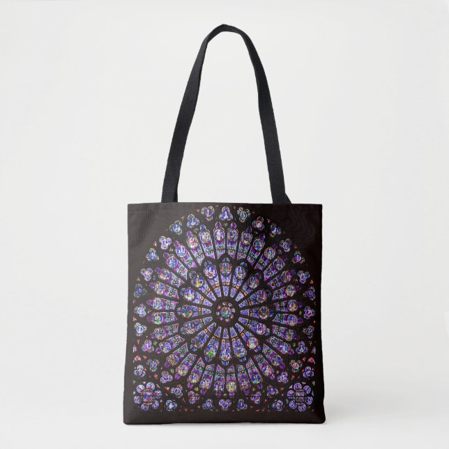 Bolso De Tela Catedral de Notre Dame Ventana Rosa de París (Anverso)