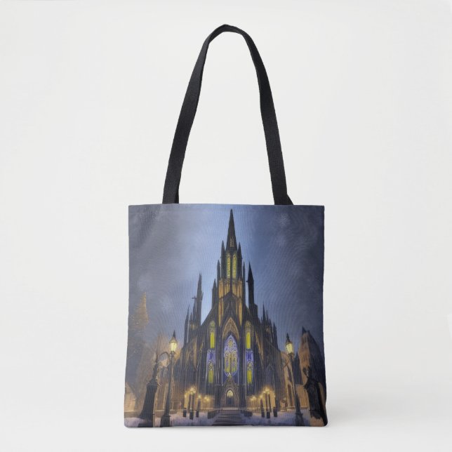 Bolso De Tela Catedral Nocturna Gótica (Anverso)