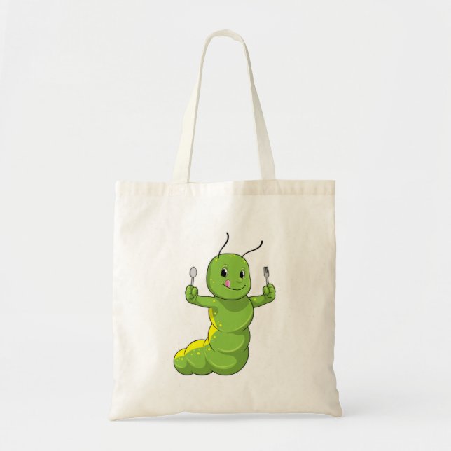 Bolso De Tela Caterpillar con cuchara y horquilla (Frente)
