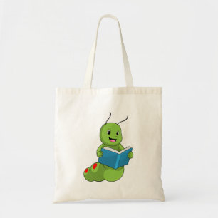 Bolso De Tela Caterpillar en lectura con libro