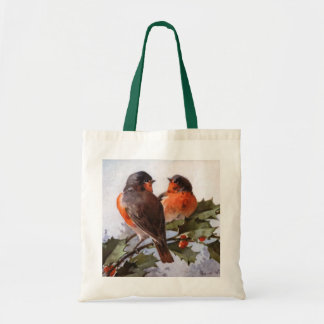 Bolso De Tela Catherine Klein: Petirrojos en acebo