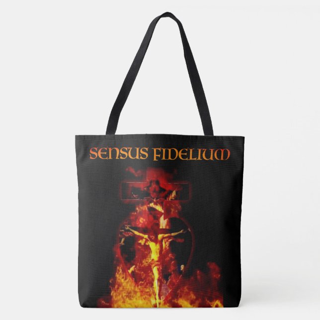 Bolso De Tela Católica Sensus Fidelium Crucifixión religioso (Anverso)