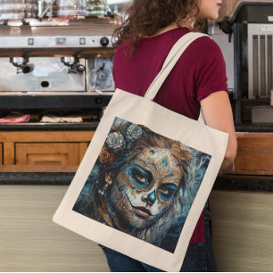 Bolso De Tela Catrina Azul