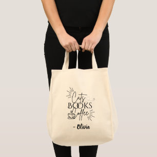 Bolso De Tela Cats Books Cafetería y Capítulos Carryall