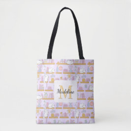 Bolso De Tela Cats in the Library Book Tote Bag Girly Purple