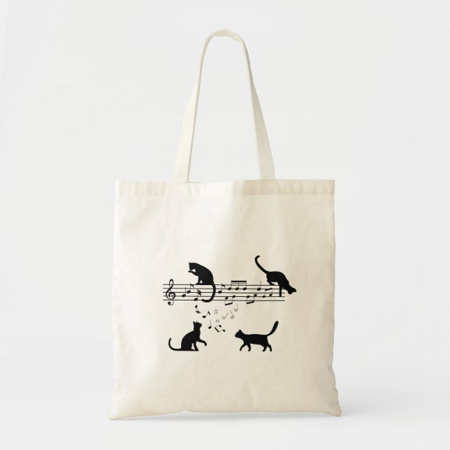 Bolso De Tela Cats Playing Music Notes (Frente)