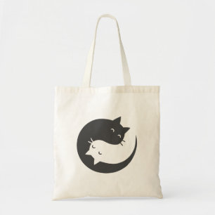 Bolso De Tela Cats yin y yang mandala - Elija color de fondo