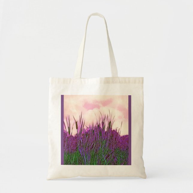 Bolso De Tela Cattails con las hojas rosadas dramáticas del (Frente)