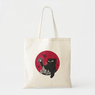 Bolso De Tela Catzilla - Gigante parodia de gato negro con ciuda