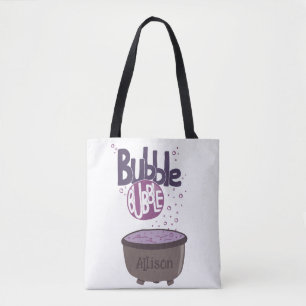 Bolso De Tela Cauldron de brujas - Letras de mano de burbuja