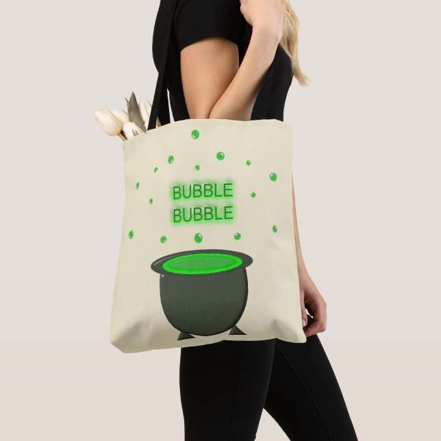 Bolso De Tela Cauldron y Bubbling Green Brew Halloween (Detalle)