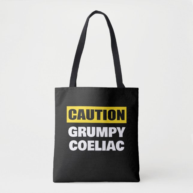Bolso De Tela Caution Grumpy Coeliac Celiac (Anverso)