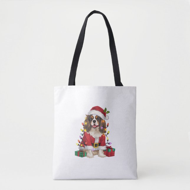 Bolso De Tela Cavalier de iluminación navideña Rey Charles Spani (Anverso)