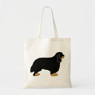 Bolso De Tela Cavalier King Charles negro y silueta de color mar