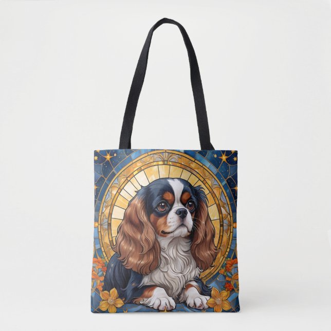 Bolso De Tela Cavalier King Charles Pastel Golden StainGlass (Anverso)