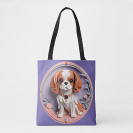 Bolso De Tela Cavalier King Charles Purple Pastel de papel