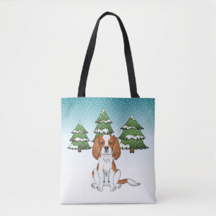Bolso De Tela Cavalier King Charles Spaniel Blenheim en Invierno
