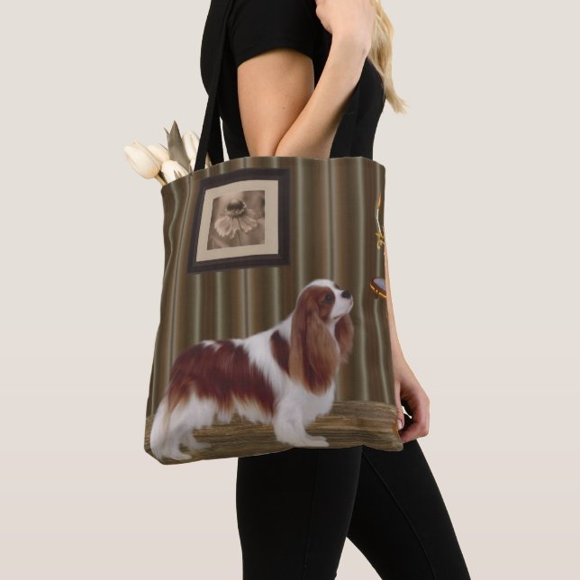 Bolso De Tela Cavalier King Charles Spaniel Dog Art (Detalle)