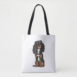 Bolso De Tela Cavalier King Charles Spaniel - Negro y Tan