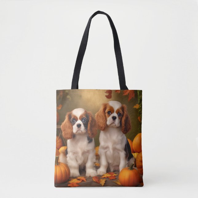 Bolso De Tela Cavalier King Charles Spaniel Puppy Calabaza de ot (Anverso)