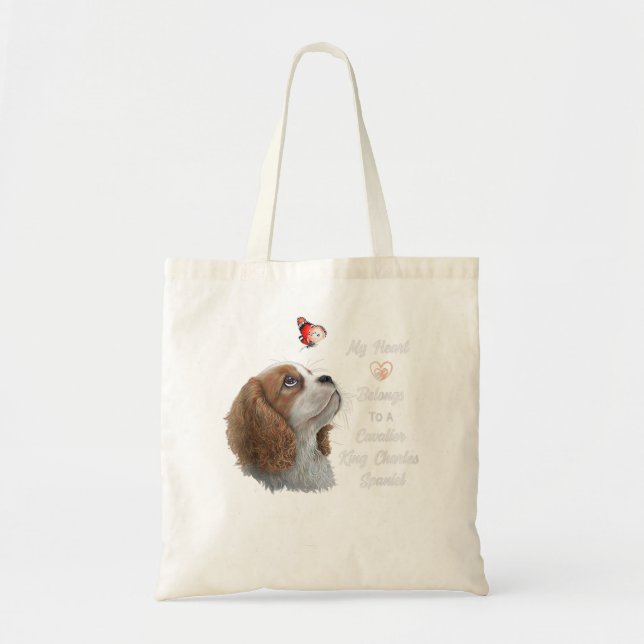 Bolso De Tela Cavalier King Charles Spaniel Shirt, madre de perr (Frente)