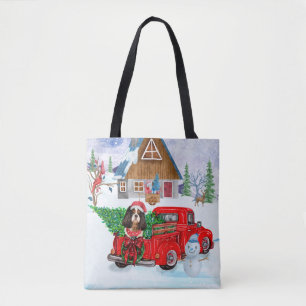 Bolso De Tela Cavalier King Dog En La Nieve Del Camión De Entreg