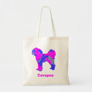 Bolso De Tela Cavapoo Dog Crazy Hot Pink & Blue